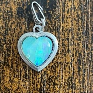 Silver Teal Opal Stone Heart Pendant